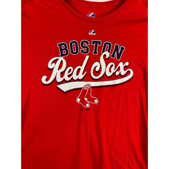 Boston Red Sox Majestic T-Shirt 2XL Red MLB Baseball Team Logo Cotton - Picture 7 of 8
